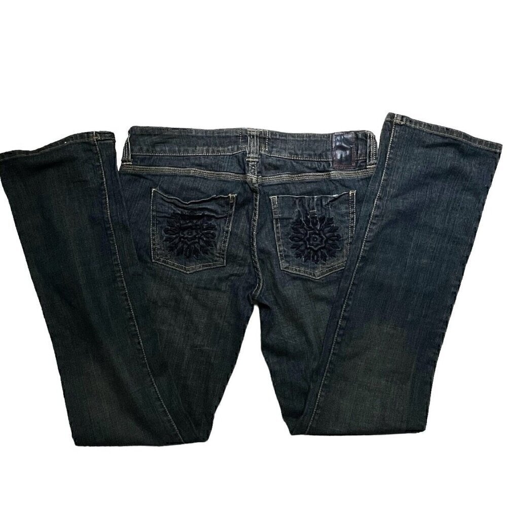 Marlow Vintage Low Rise Original Embroidered Dark Wash Blue Jeans Women’s 30